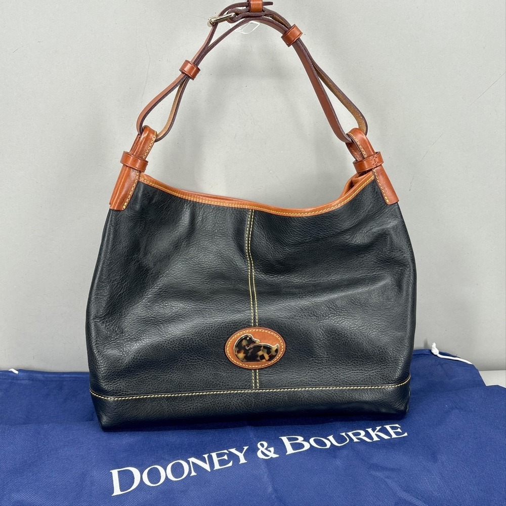 Dooney & Bourke Hobo Shoulder Bag Womens Large Black Leather Pink Champsac
